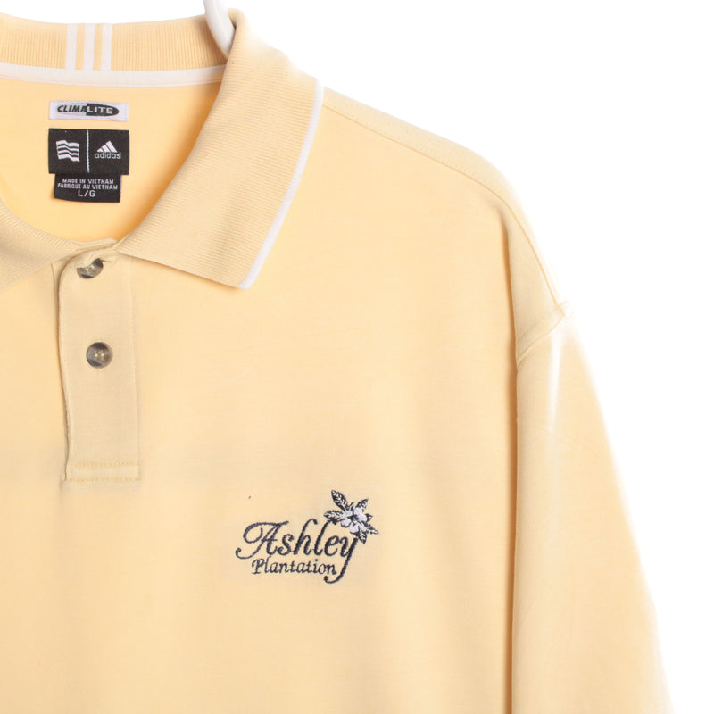 Yellow Adidas Short Sleeve Polo Shirt - Large