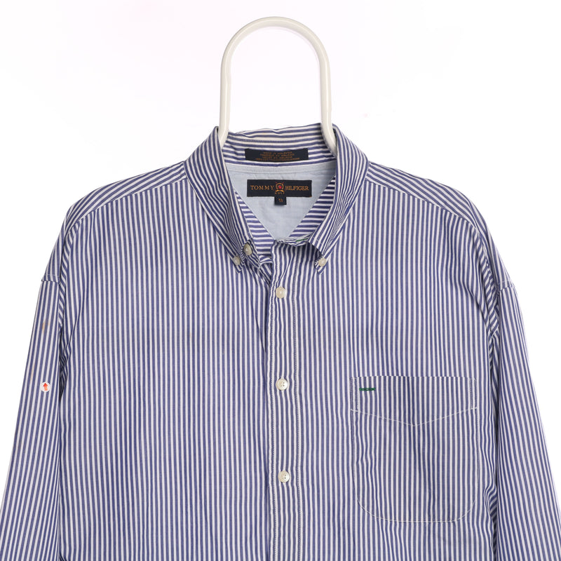 Tommy Hilfiger 90's Striped Button Up Long Sleeve Shirt Xlarge Blue