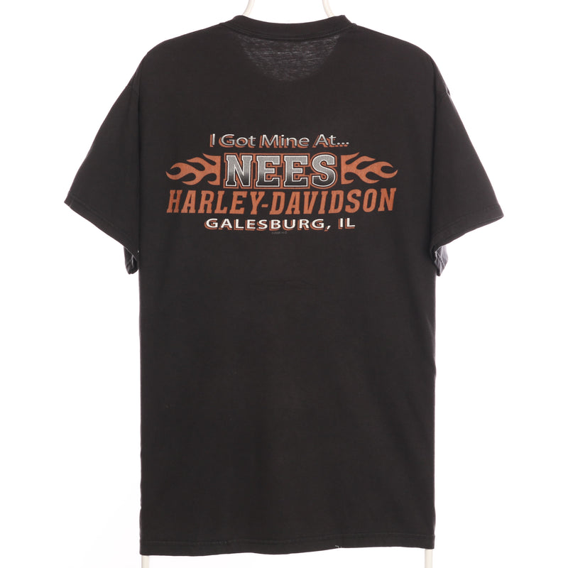Harley Davidson 90's Crewneck Back Print Short Sleeve T Shirt Large Black