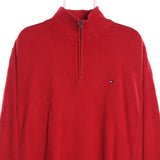 Tommy Hilfiger 90's Quarter Zip Knitted Ribbed Jumper XXLarge Red