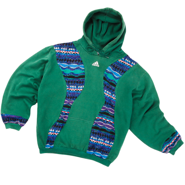 REWORK Adidas X Coogi 90's Middle Centre Logo Hoodie Xlarge Green