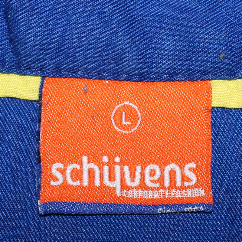 Schijvens 90's Long Sleeve Button Up Polo Shirt Large Blue