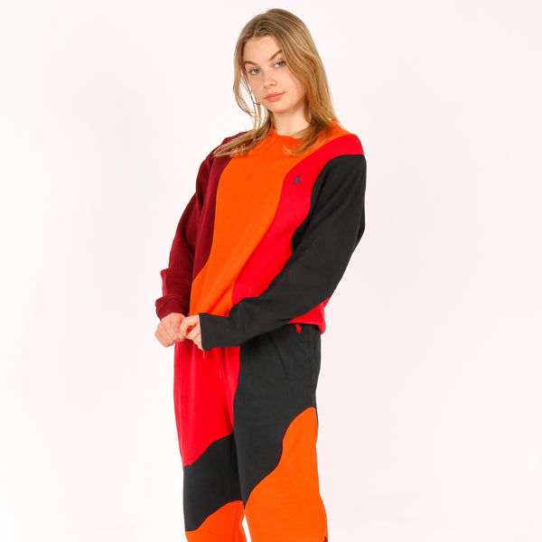 REWORK Chaps Ralph Lauren X Co Ord 90's Wavy Sweatshirt Joggers Co-ord Set Men's Medium Black