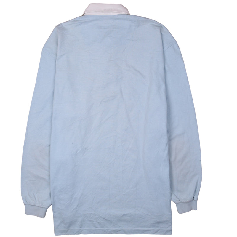 Paul Stuart 90's Long Sleeves Quater Button Polo Shirt XLarge Blue