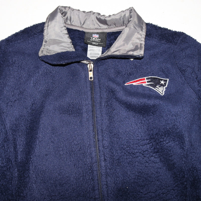 NFL 90's Patriots Full Zip Up Fleece Jumper Small (missing sizing label) Navy Blue