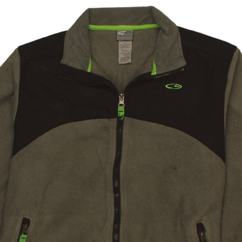 Champion 90's Full Zip Up Fleece Jumper Large Khaki Green
