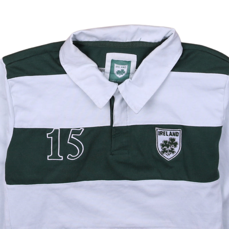 Ireland 90's Long Sleeves Quater Button Polo Shirt Medium Green