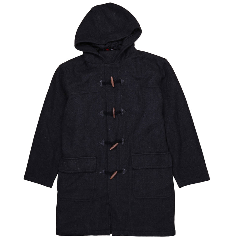 CuttingEdge 90's Hooded Wood Buttons Parka Small Black